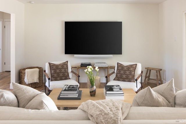 living area featuring wood finished floors