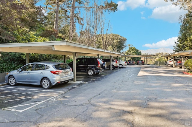 view of covered parking lot