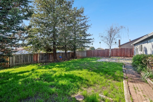 view of yard featuring a fenced backyard