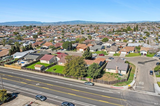 bird's eye view featuring a mountain view and a residential view