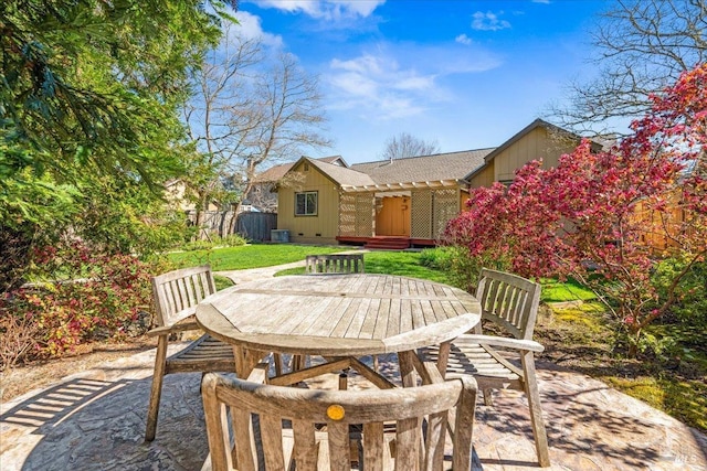 view of patio / terrace with fence and outdoor dining area