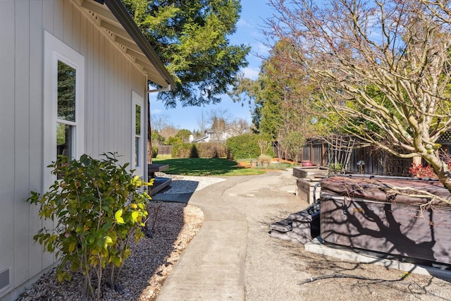 view of yard with a patio area and fence