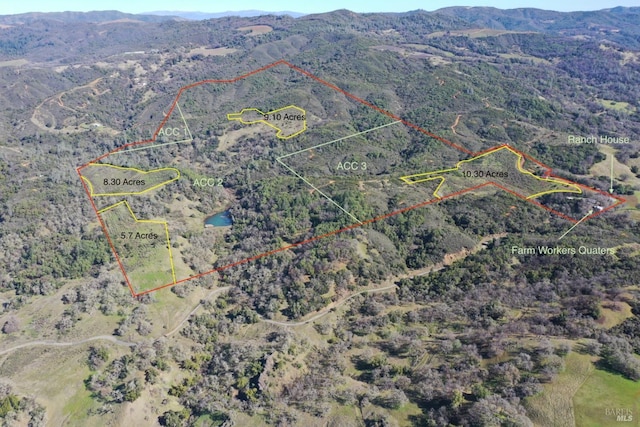 bird's eye view featuring a mountain view