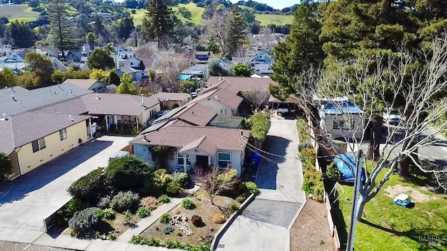 drone / aerial view with a residential view