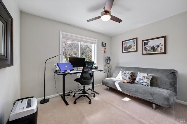 home office featuring baseboards and carpet flooring