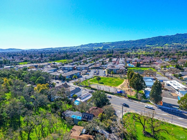 drone / aerial view with a mountain view