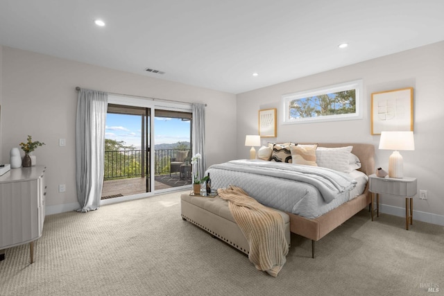 550 Sequoia Dr, San Anselmo, CA 94960 - carpeted bedroom with visible vents, baseboards, access to outside, and recessed lighting