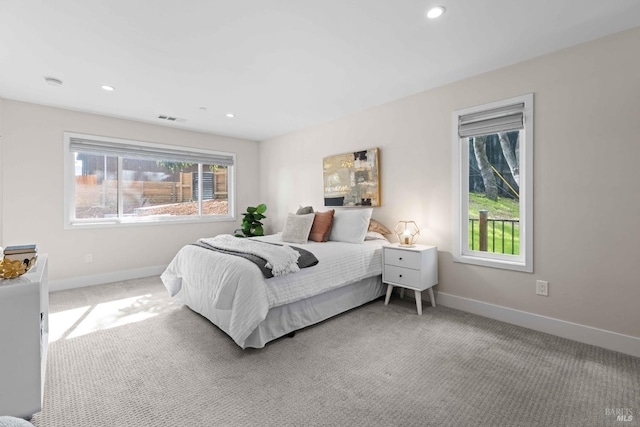 550 Sequoia Dr, San Anselmo, CA 94960 - carpeted bedroom featuring recessed lighting, visible vents, baseboards, and multiple windows