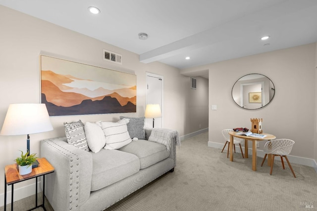 550 Sequoia Dr, San Anselmo, CA 94960 - living room featuring visible vents, baseboards, recessed lighting, and carpet floors