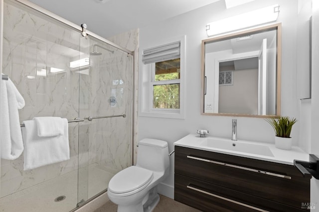550 Sequoia Dr, San Anselmo, CA 94960 - bathroom featuring toilet, vanity, and a marble finish shower