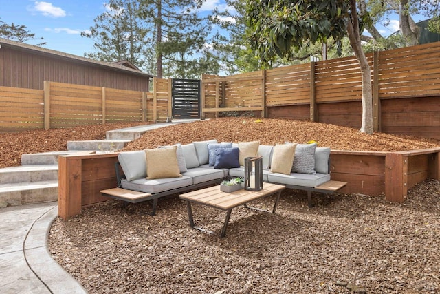 550 Sequoia Dr, San Anselmo, CA 94960 - view of patio with outdoor lounge area and a fenced backyard