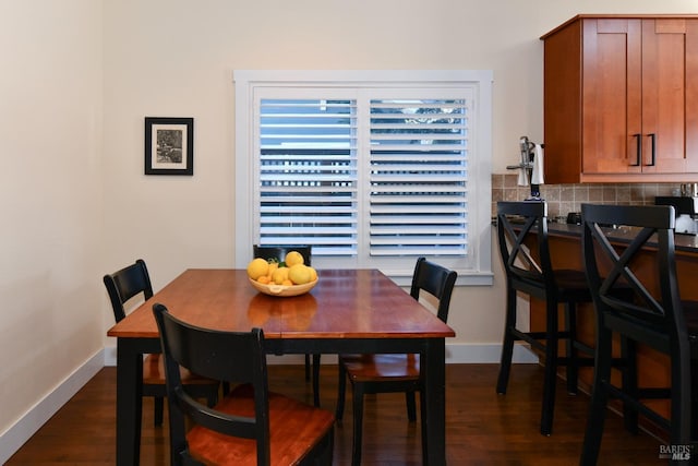 dining room featuring baseboards and dark wood finished floors