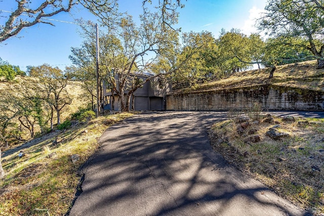 exterior space with a garage