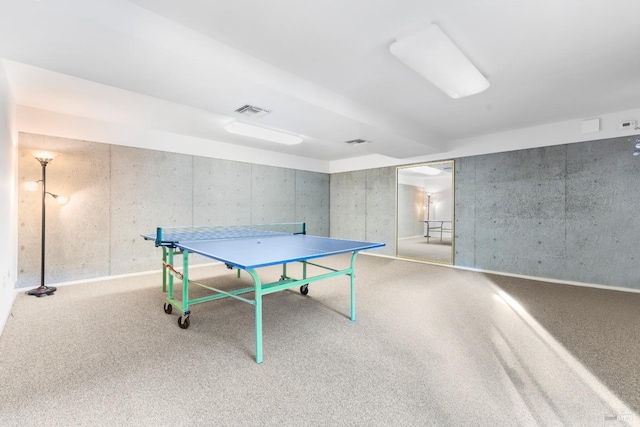 playroom featuring carpet floors and visible vents