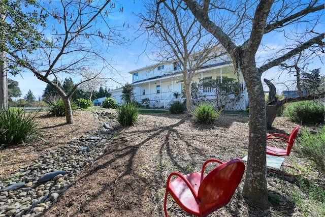 view of yard with a porch