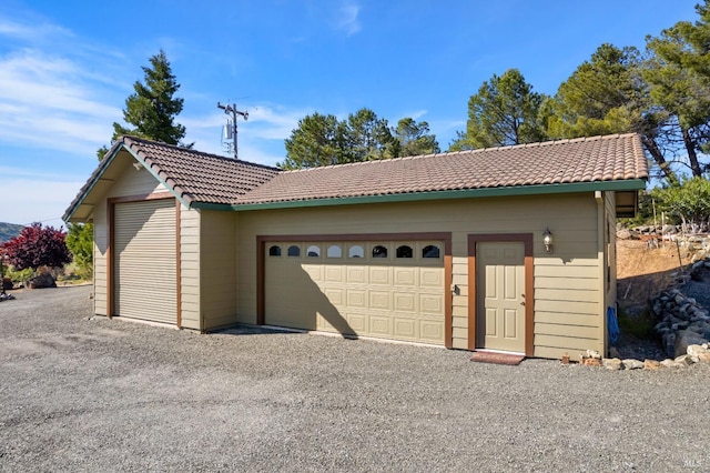 view of detached garage