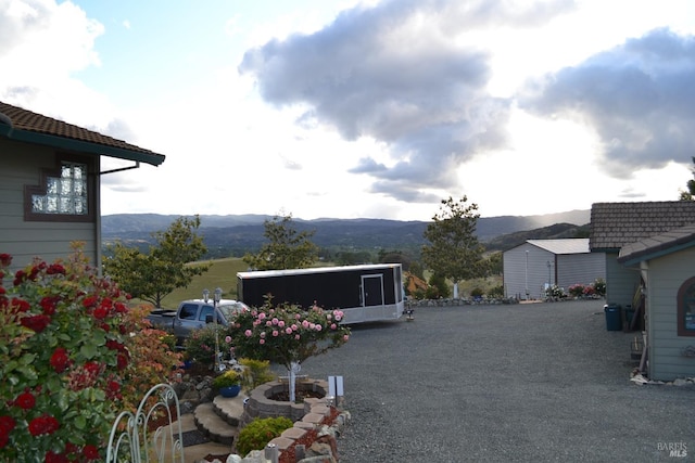 exterior space with a mountain view