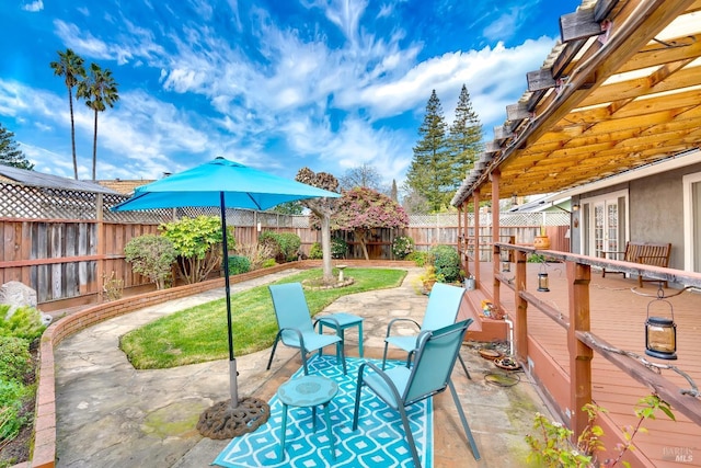 view of patio featuring a fenced backyard