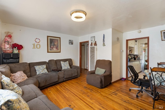 living area featuring light wood-style flooring