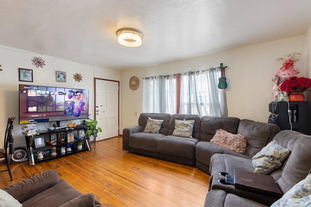 living area with wood finished floors