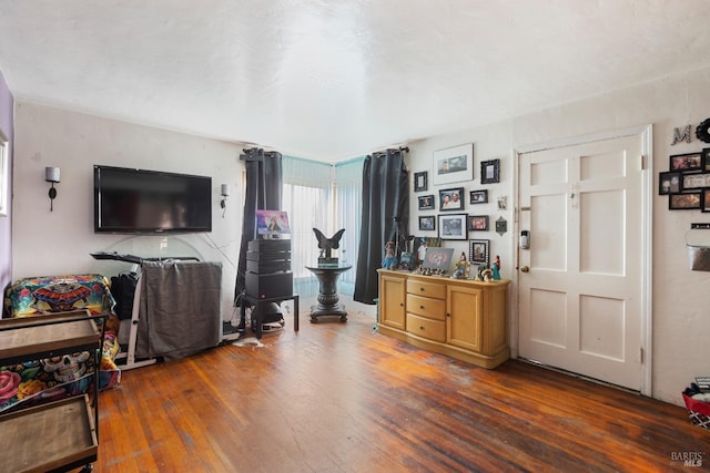 living room with wood finished floors