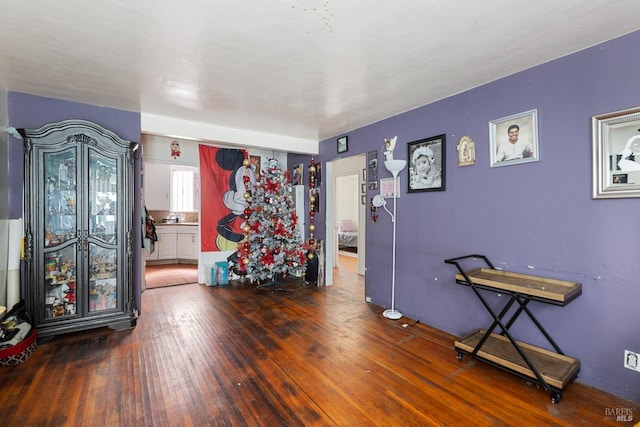 interior space with hardwood / wood-style flooring