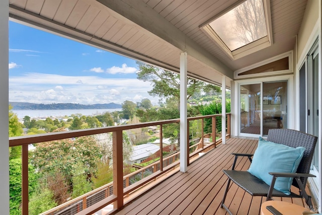 deck with a water view