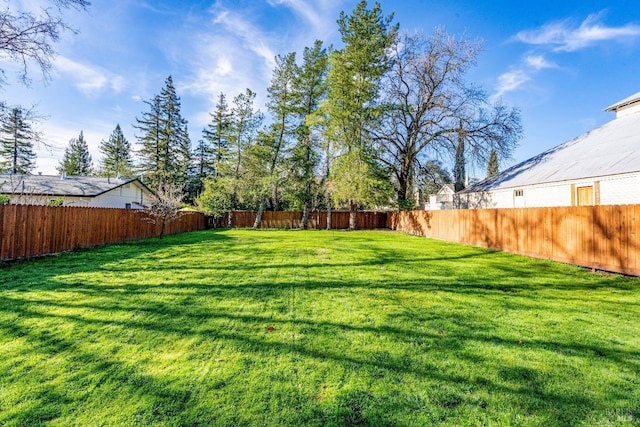 view of yard featuring a fenced backyard