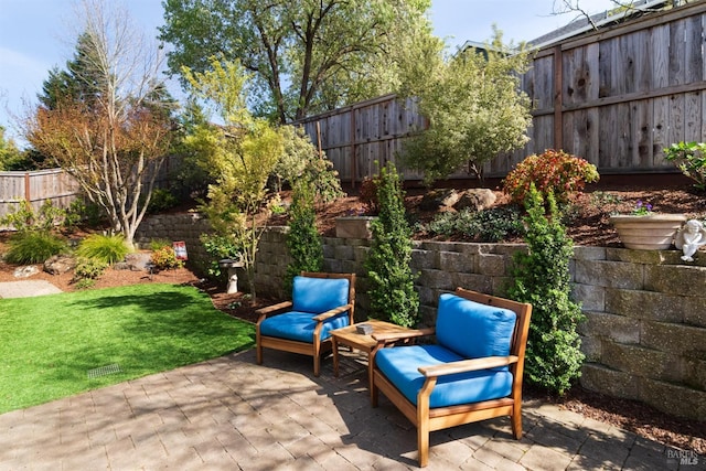 view of patio featuring a fenced backyard