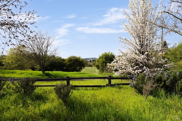 view of gate featuring fence and a rural view