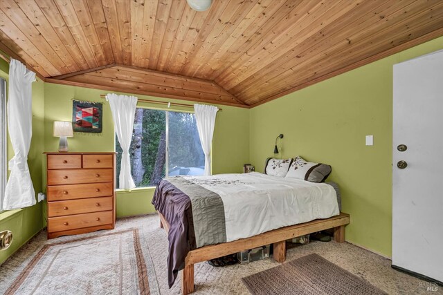 14031 Ettawa Springs Rd, Middletown, CA 95461 - carpeted bedroom with wooden ceiling and vaulted ceiling