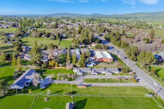 drone / aerial view with a mountain view