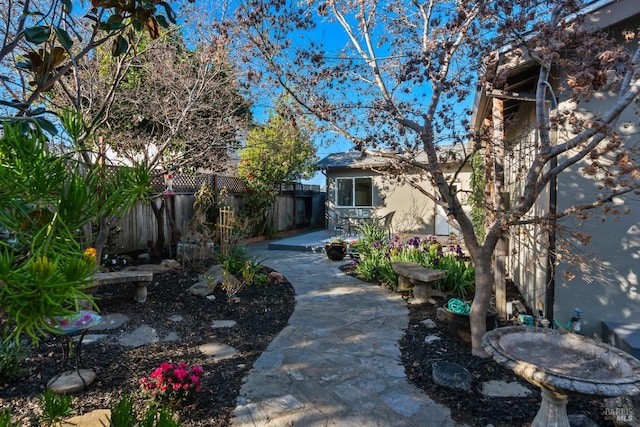 view of yard with a patio area and fence