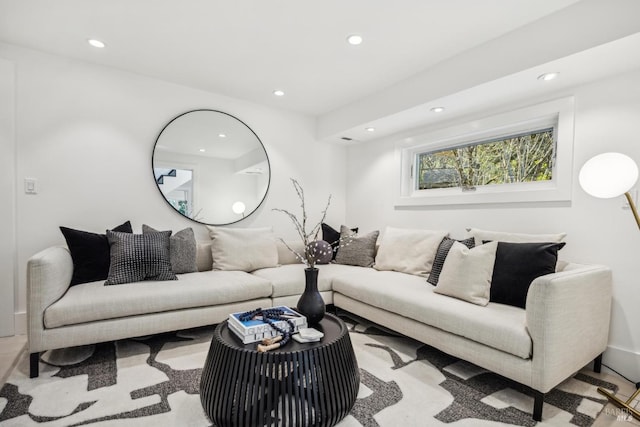 living area featuring recessed lighting