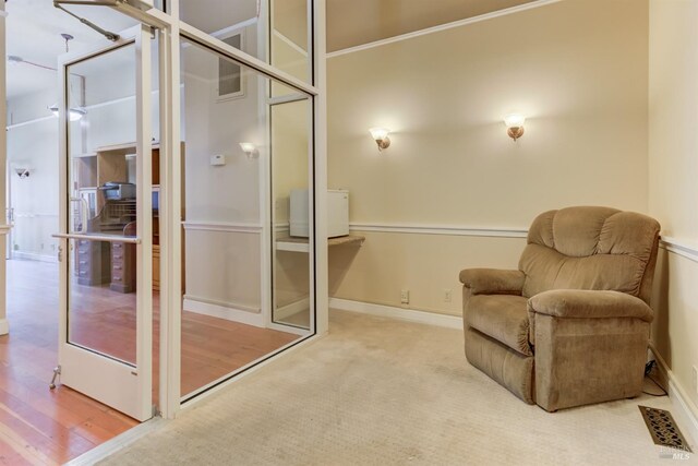 interior space with french doors, visible vents, and baseboards