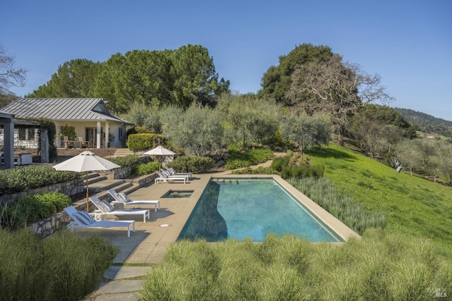 pool with a patio area