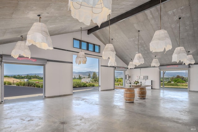 garage with a mountain view