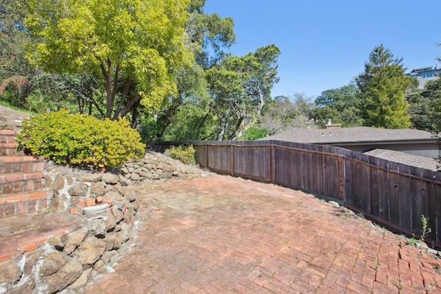 view of yard featuring fence