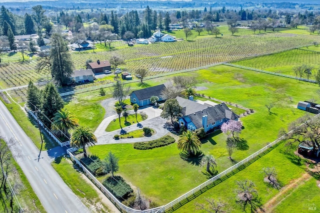 drone / aerial view with a rural view