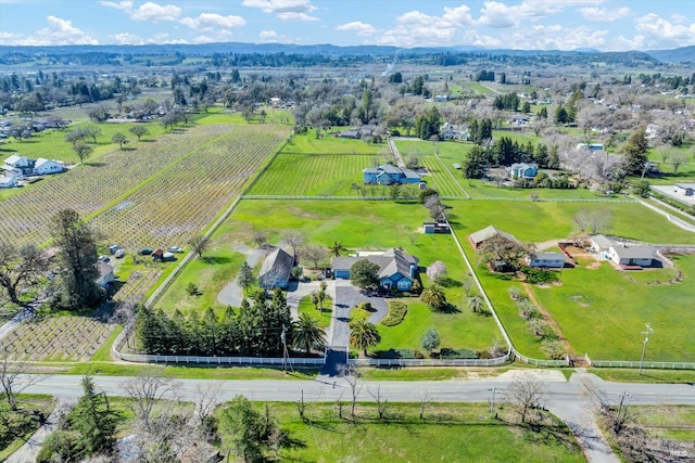 aerial view featuring a rural view