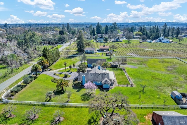 drone / aerial view with a rural view