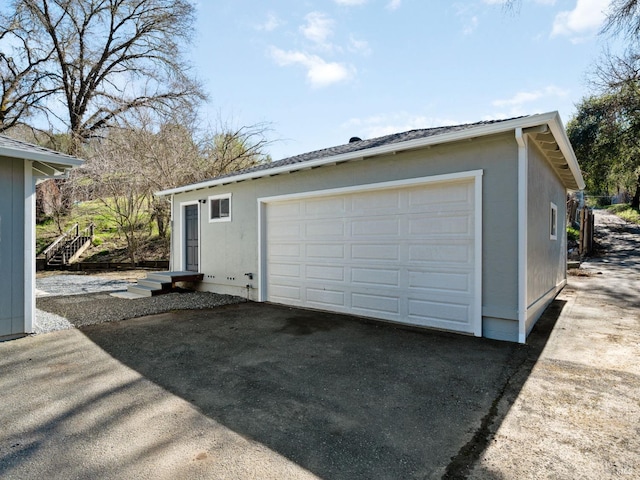 view of detached garage