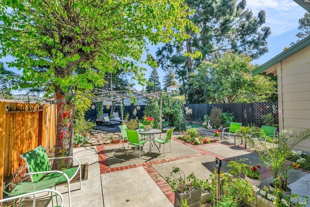 view of patio / terrace with outdoor dining space and a fenced backyard