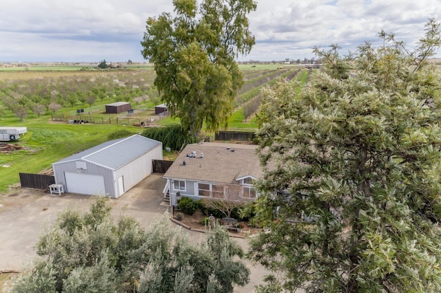 bird's eye view featuring a rural view