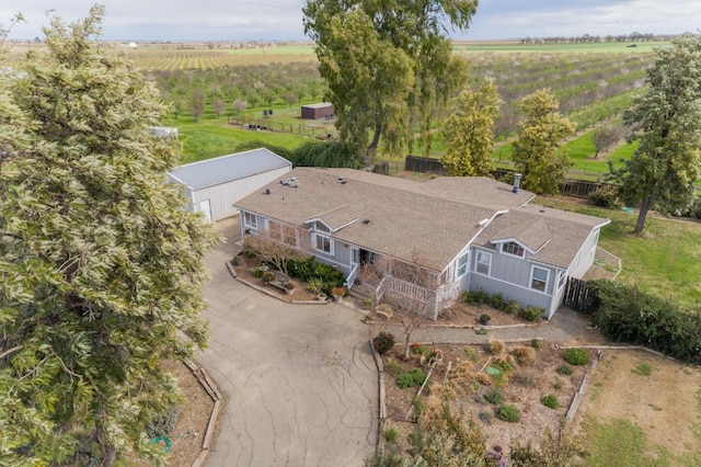 bird's eye view with a rural view