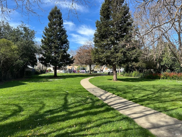 view of home's community with a lawn