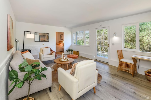 living room featuring light wood-style flooring