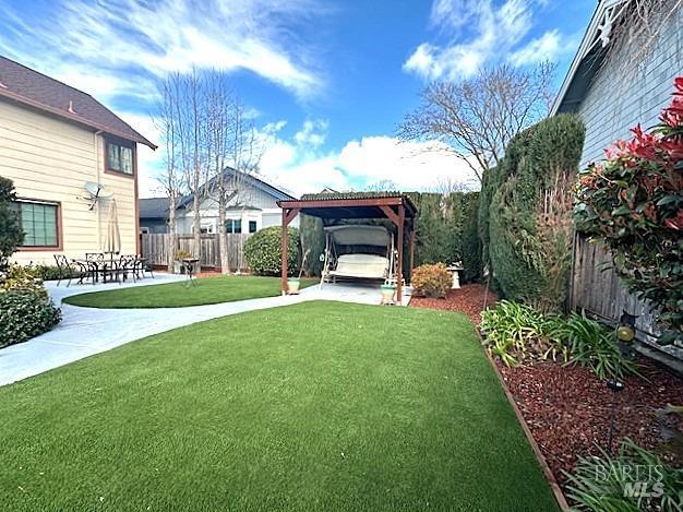 view of yard with a patio area and a fenced backyard