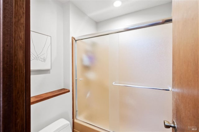 66 Alta Ave, Lagunitas, CA 94938 - bathroom with recessed lighting, a shower with door, and toilet