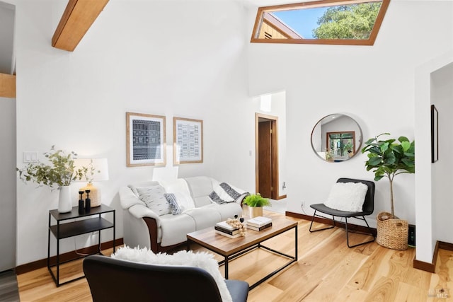 66 Alta Ave, Lagunitas, CA 94938 - living room with baseboards, a high ceiling, and light wood-style floors